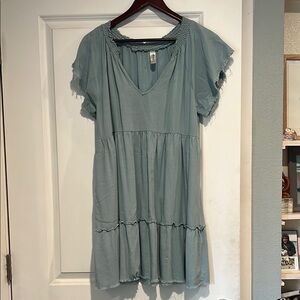 Women's Light Blue V-Neck Top